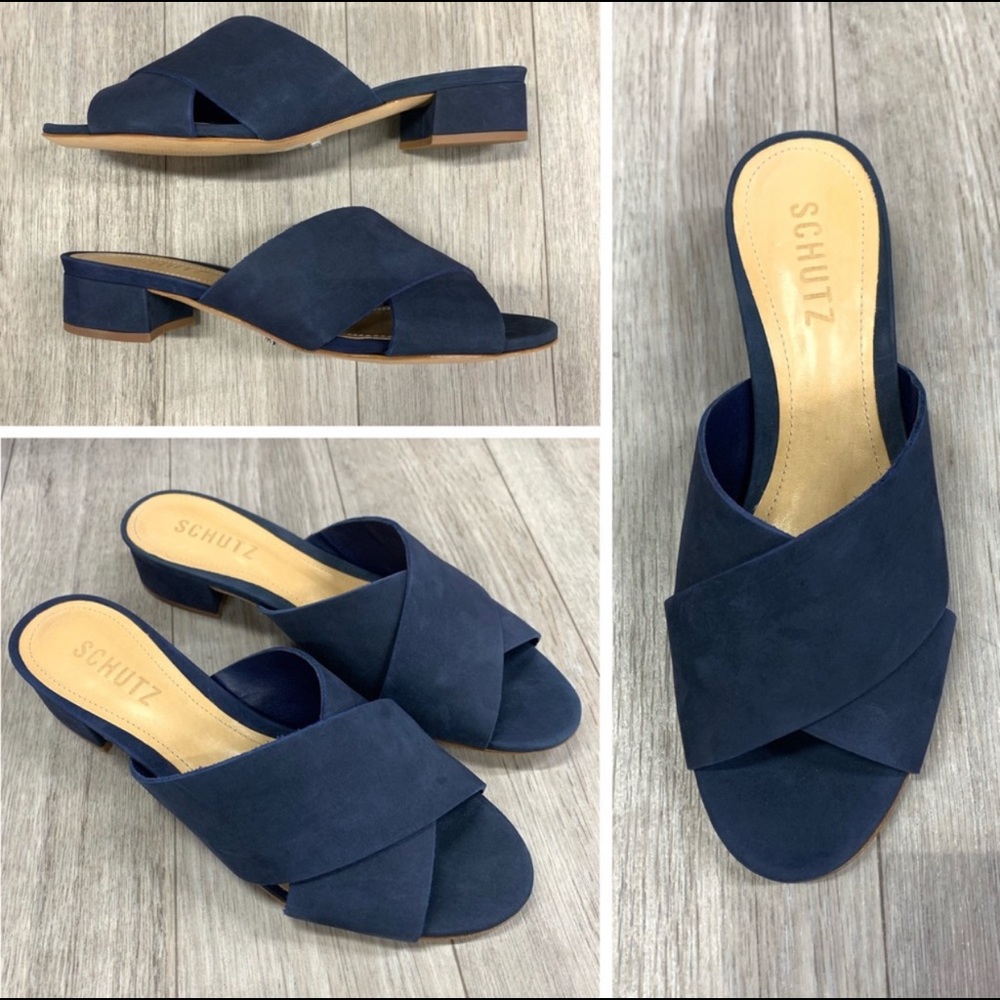 NEW Shutz Navy Mules 6